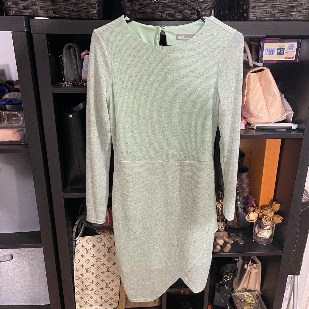 ASOS mint green sparkly dress